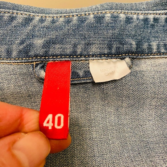 H&M Divided Womens Military Cotton Distressed Denim Jacket 40 - Picture 8 of 11